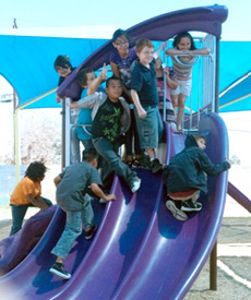 kids on slides